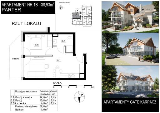 Mieszkanie 2 pokoje 38.93 m² Podgórzyn - Miłków