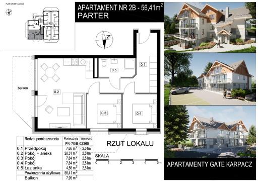 Mieszkanie 3 pokoje 56.41 m² Podgórzyn - Miłków