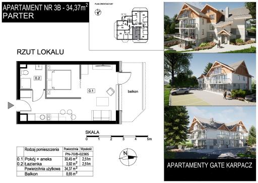 Mieszkanie 1 pokój 34.37 m² Podgórzyn - Miłków