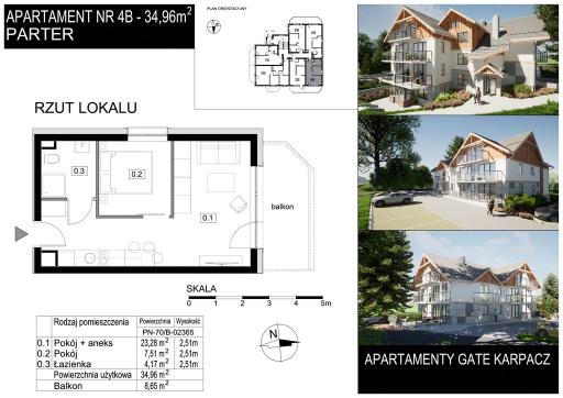 Mieszkanie 2 pokoje 34.96 m² Podgórzyn - Miłków