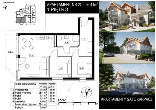 Mieszkanie 3 pokoje 56.41 m² Podgórzyn - Miłków