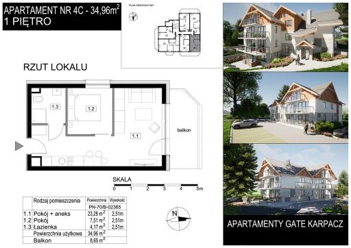 Mieszkanie 2 pokoje 34.96 m² Podgórzyn - Miłków