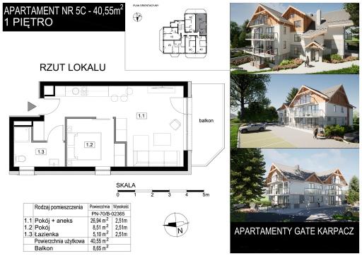 Mieszkanie 2 pokoje 40.55 m² Podgórzyn - Miłków