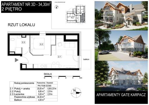 Mieszkanie 2 pokoje 34.3 m² Podgórzyn - Miłków