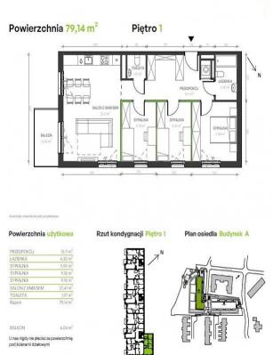 Mieszkanie 4 pokoje 79.14 m² Wrocław-Fabryczna - Maślice